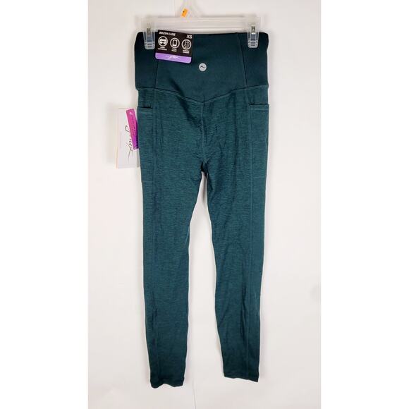 New X By Gottex Womens Premium Brushed Green Slimming Full Length Leggings - Picture 2 of 11